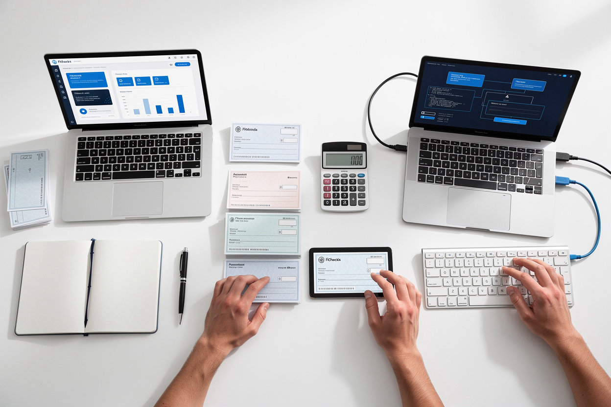 FiChecks diverse users managing checks and payments - personal expenses, payroll check printing service, and vendor payment solutions